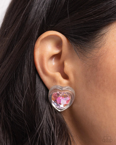 Paparazzi Heart-Pounding Haute - Pink Post Earrings