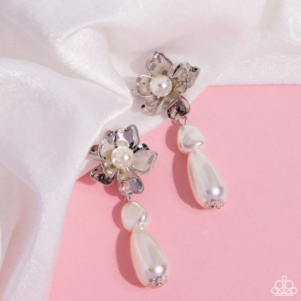 Paparazzi Esteemed Elite - White Clip-On Earrings