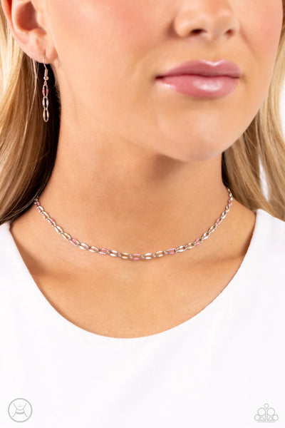 Paparazzi Admirable Accents - Pink Choker Necklace