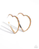 Paparazzi Halftime Hearts -  Gold Multi Earrings