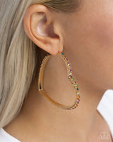 Paparazzi Halftime Hearts -  Gold Multi Earrings