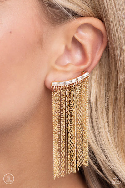 Paparazzi Feuding Fringe - Gold Post Earrings