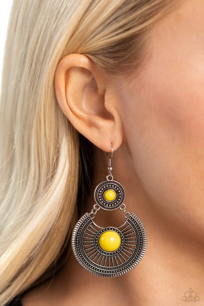 Paparazzi A Wild Bunch - Yellow Earrings