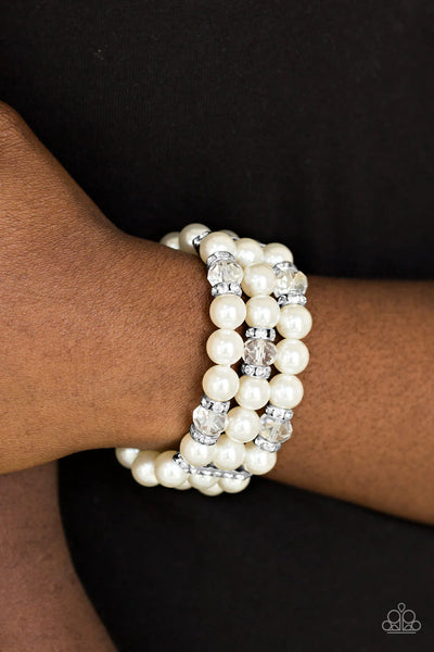 Paparazzi Undeniably Dapper - White Bracelet