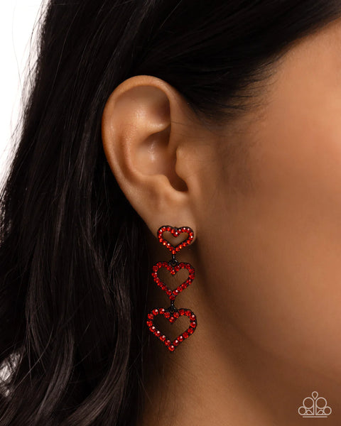 Paparazzi Sweetheart Succession - Red Post Earrings