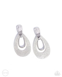 Paparazzi Tattered Teardrop - Silver Clip-On Earrings