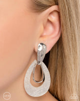 Paparazzi Tattered Teardrop - Silver Clip-On Earrings