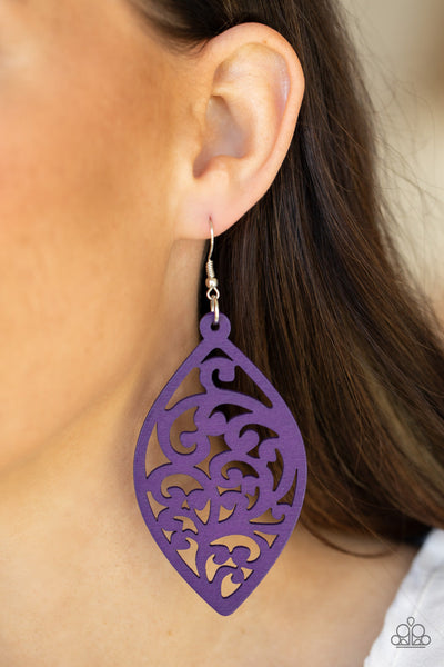 Paparazzi Coral Garden - Purple Wood Earrings