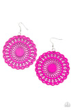 Paparazzi Island Sun - Pink Wood Earrings