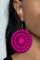 Paparazzi Island Sun - Pink Wood Earrings