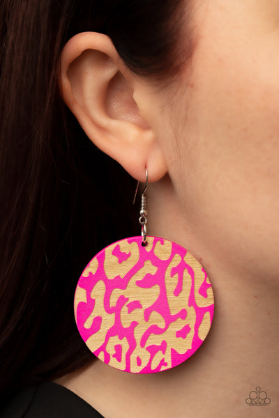 Paparazzi Catwalk Safari - Pink Wood Earrings