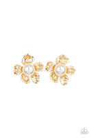 Paparazzi Apple Blossom Pearls - Gold Post Earrings