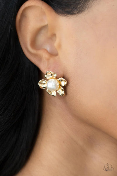 Paparazzi Apple Blossom Pearls - Gold Post Earrings