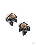 Paparazzi Wonderland Wallflower - Black Post Earrings