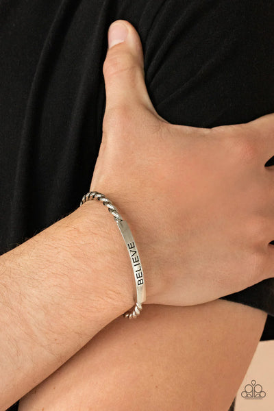 Paparazzi Keep Calm and Believe - Silver Men’s Bracelet