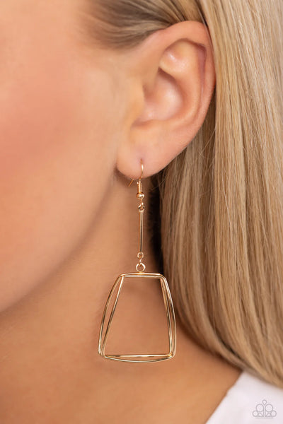 Paparazzi Trapezoidal Transcendence - Gold Earrings