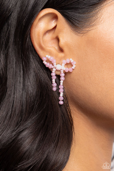 Paparazzi The BOW Must Go On - Pink Post Earrings