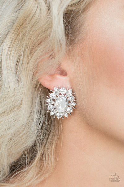 Paparazzi Serious Star Power - White Post Earrings