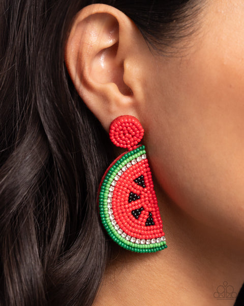 Paparazzi Watermelon Welcome - Red Post Earrings