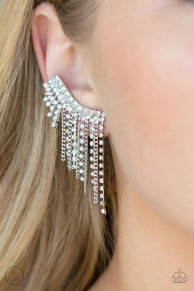 Paparazzi Thunderstruck Sparkle - White Post Earrings