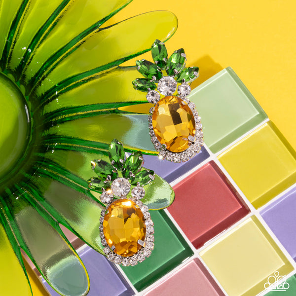 Paparazzi Prismatic Pineapple - Yellow Post Earrings