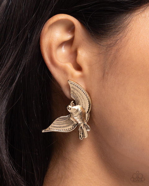 Paparazzi Bird of PLAY - Gold Post Earrings