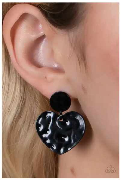 Paparazzi Just a Little Crush - Black Post Earrings