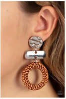 Paparazzi Woven Whimsicality - Brown Post Earrings