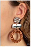 Paparazzi Woven Whimsicality - Brown Post Earrings