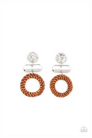 Paparazzi Woven Whimsicality - Brown Post Earrings