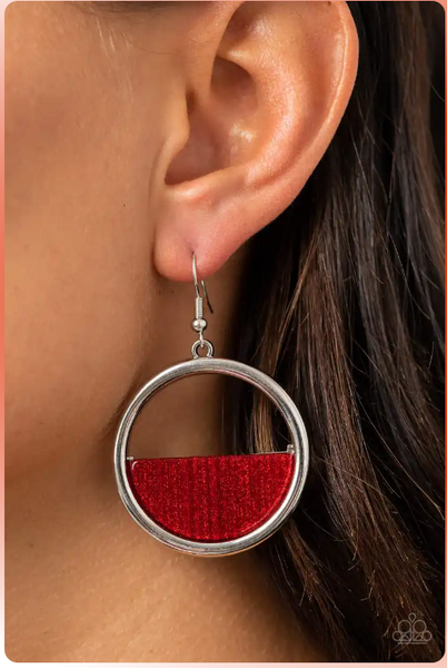 Paparazzi Stuck in Retrograde - Red Earrings