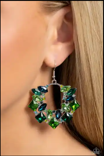 Paparazzi Wreathed in Watercolors - Green Earrings