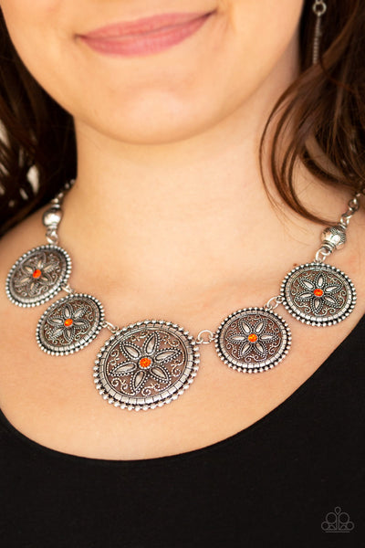 Paparazzi Written In The STAR LILIES - Orange Necklace