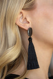 Paparazzi Va Va PLUME - Black Earrings