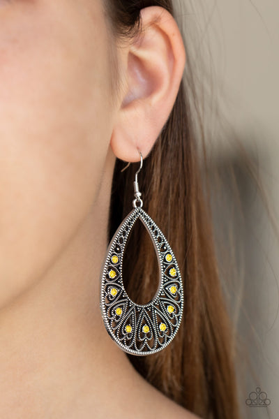 Paparazzi Love To Be Loved - Yellow Earrings