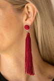 Paparazzi Tightrope Tassel - Red Post Earrings