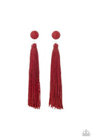 Paparazzi Tightrope Tassel - Red Post Earrings