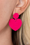 Paparazzi Just a Little Crush - Pink Post Earrings