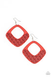 Paparazzi WOOD You Rather - Red Wood Earrings