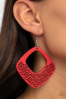 Paparazzi WOOD You Rather - Red Wood Earrings