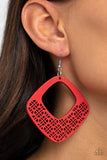 Paparazzi WOOD You Rather - Red Wood Earrings