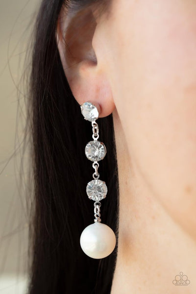 Paparazzi Yacht Scene - White Post Earrings