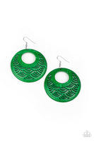 Paparazzi Tropical Canopy - Green Wood Earrings