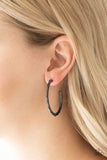 Paparazzi Danger Zone - Black Hoop Earrings