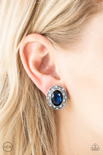 Paparazzi East Side Etiquette - Blue Clip-On Earrings