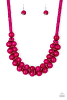 Paparazzi Caribbean Cover Girl - Pink Wood Necklace