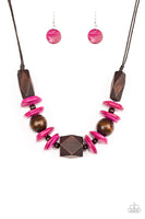 Paparazzi Pacific Paradise - Pink Wood Necklace