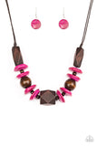 Paparazzi Pacific Paradise - Pink Wood Necklace