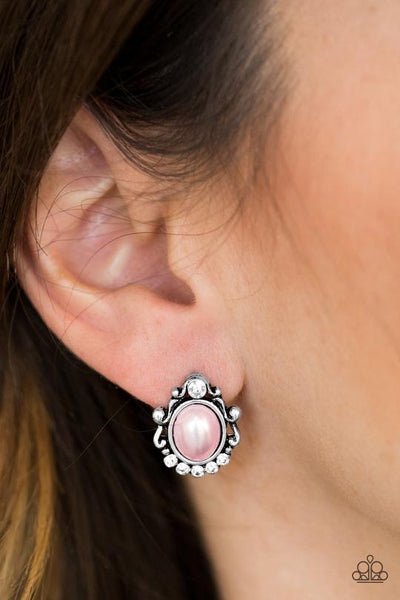 Paparazzi Poshly Princess - Pink Post Earrings