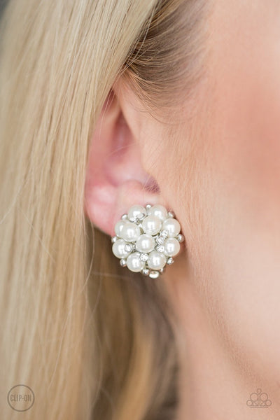 Paparazzi Par Pearl - White Clip-On Earrings